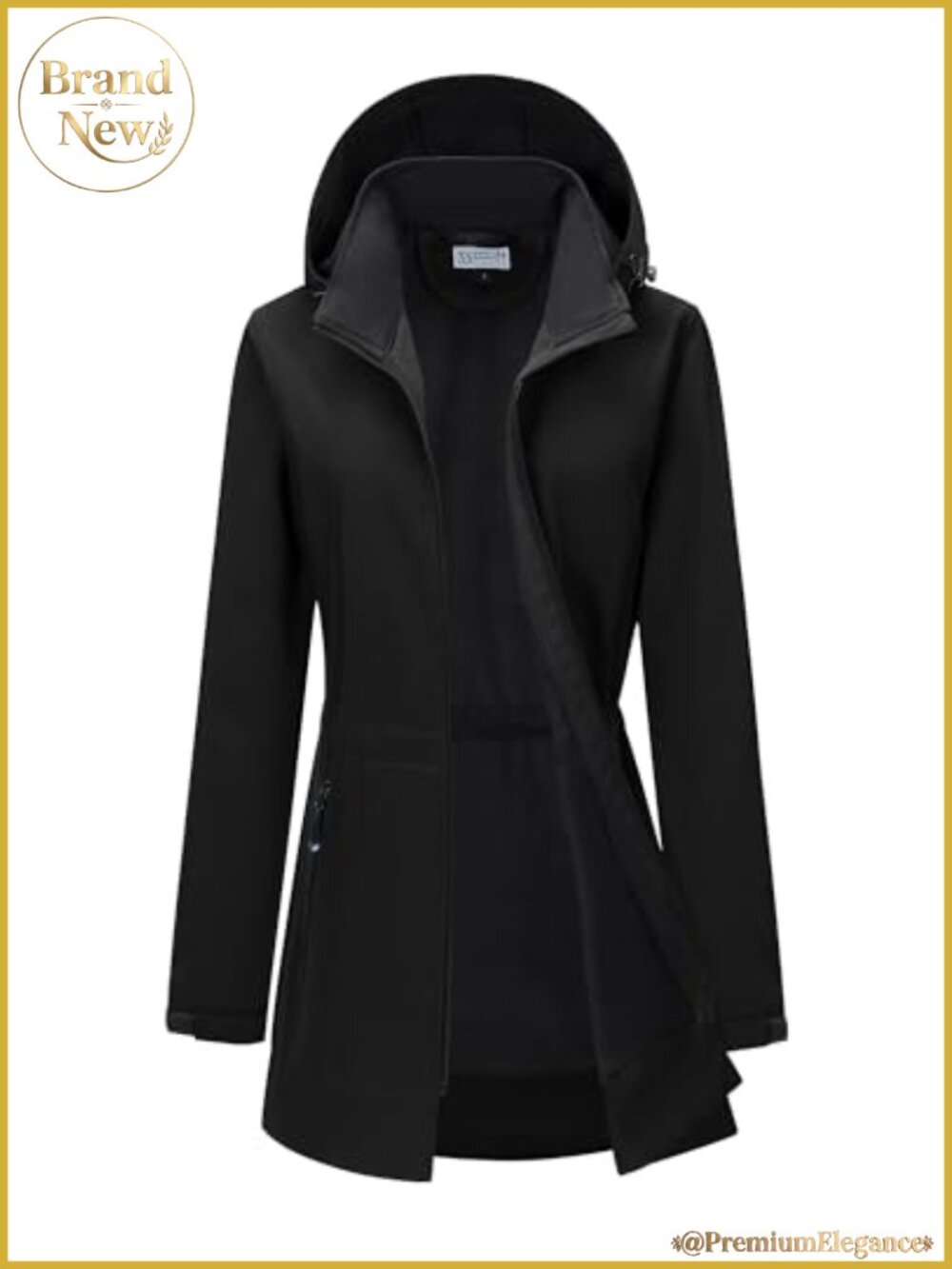 Women's Waterproof Softshell Jacket Hooded Fleece Lined Long Raincoat